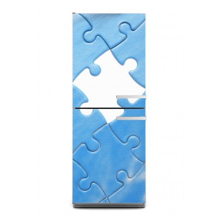 Sticker décor de frigo puzzle bleu, exclusivité Imprim'Déco
