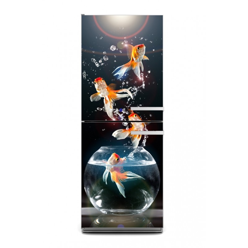 Sticker décor de frigo poissons rouges, exclusivité Imprim'Déco