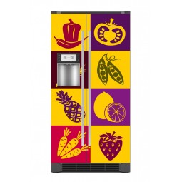 Sticker décor de frigo illustrations légumes et fruits, exclusivité Imprim'Déco