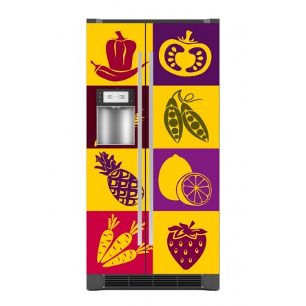 Sticker décor de frigo illustrations légumes et fruits, exclusivité Imprim'Déco