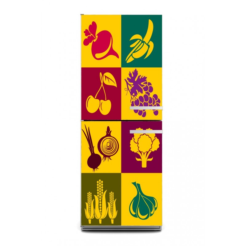 Sticker décor de frigo illustrations légumes et fruits 2, exclusivité Imprim'Déco