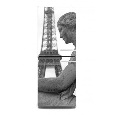 Sticker décor de frigo tour eiffel et statue, exclusivité Imprim'Déco