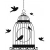 Sticker mural cage et oiseaux en liberté