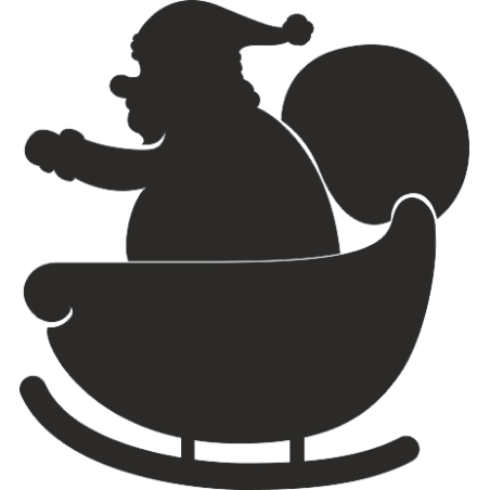 Sticker Noel Père Noel chariot