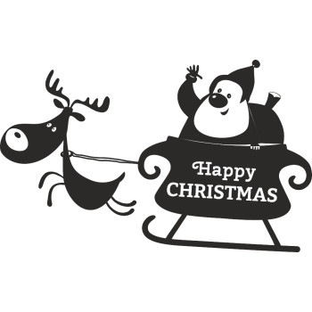 Sticker Noel Père Noel et son chariot