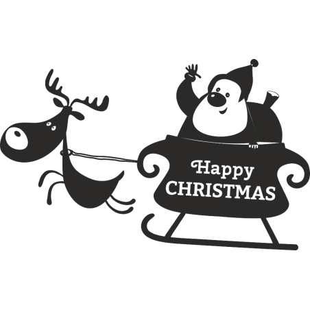 Sticker Noel Père Noel et son chariot