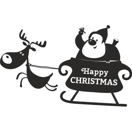 Sticker Noel Père Noel et son chariot