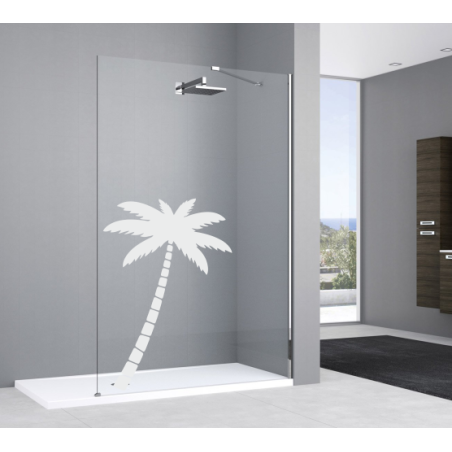 Sticker vitre douche palmier