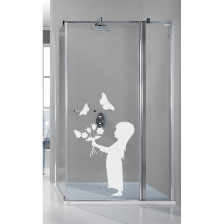 Sticker de vitre petite fille bouquet