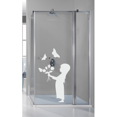 Sticker de vitre petite fille bouquet