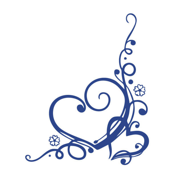 Sticker décoration murale coeur et fleurs