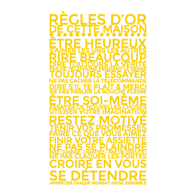 sticker vinyle autocollant règles de la maison