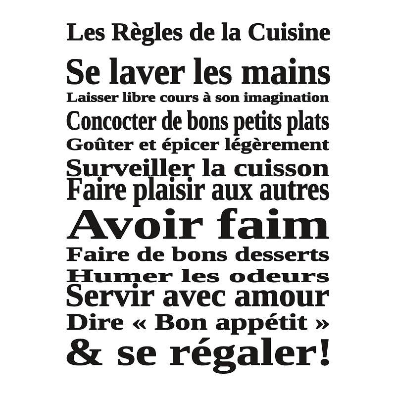sticker mural les règles de la cuisine