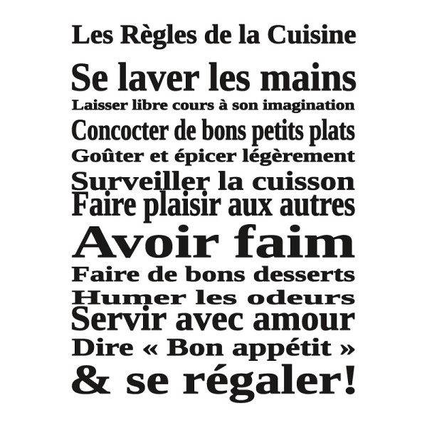 sticker mural les règles de la cuisine