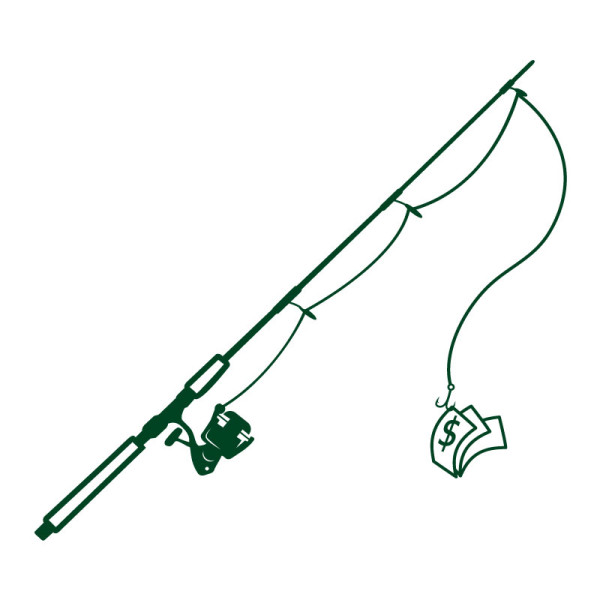 sticker adhésif canne a pêche avec billet