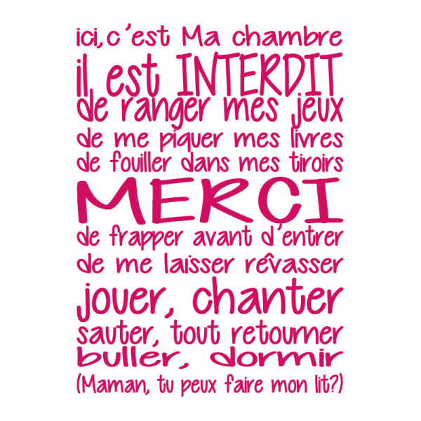 Sticker déco Ici c'est ma chambre