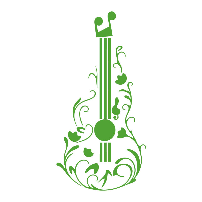 Sticker mural guitare fleurie