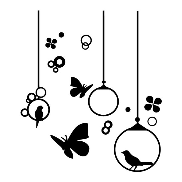 Sticker mural les papillons et oiseaux