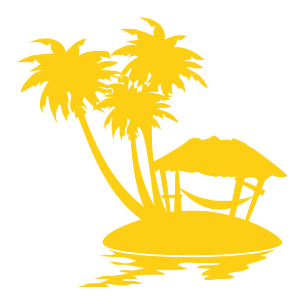 Sticker mural hamac et palmier