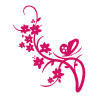 Sticker adhésif brache fleur papillon