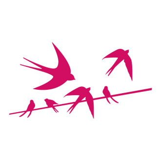 Sticker mural les hirondelles sur un fil