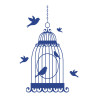Sticker mural cage et oiseaux en liberté